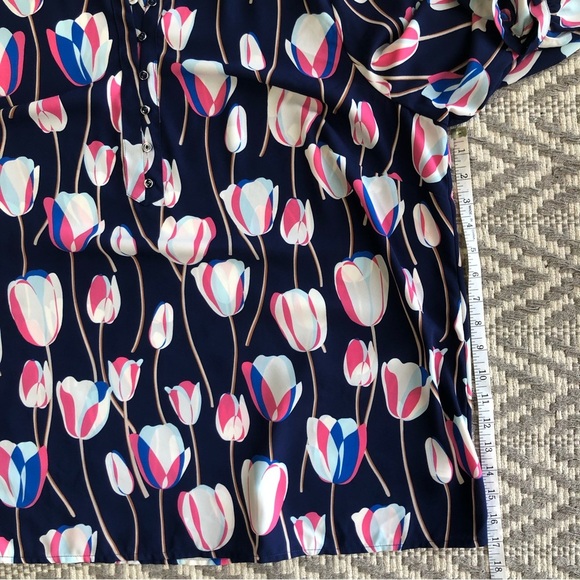 Talbots ruffle trim popover with tulip pattern throughout size 2X - Picture 4 of 12